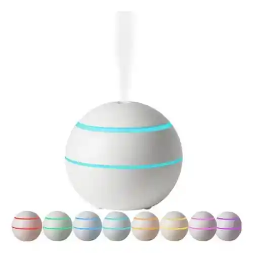 Humidificador Difusor De Aromas Led Esférico Usb, Silencioso Y Elegante Incluye 1 Esencia (blanco)