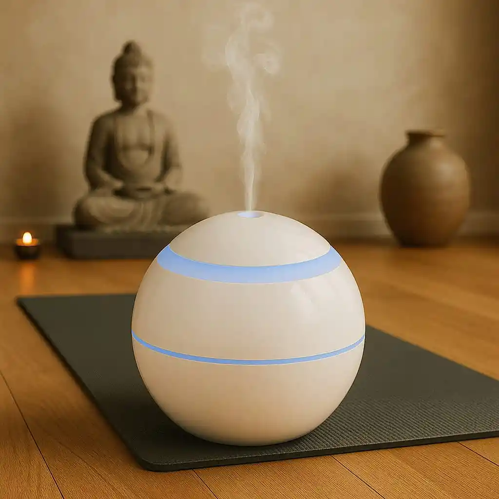 Humidificador Difusor De Aromas Led Esférico Usb, Silencioso Y Elegante Incluye 1 Esencia (blanco)