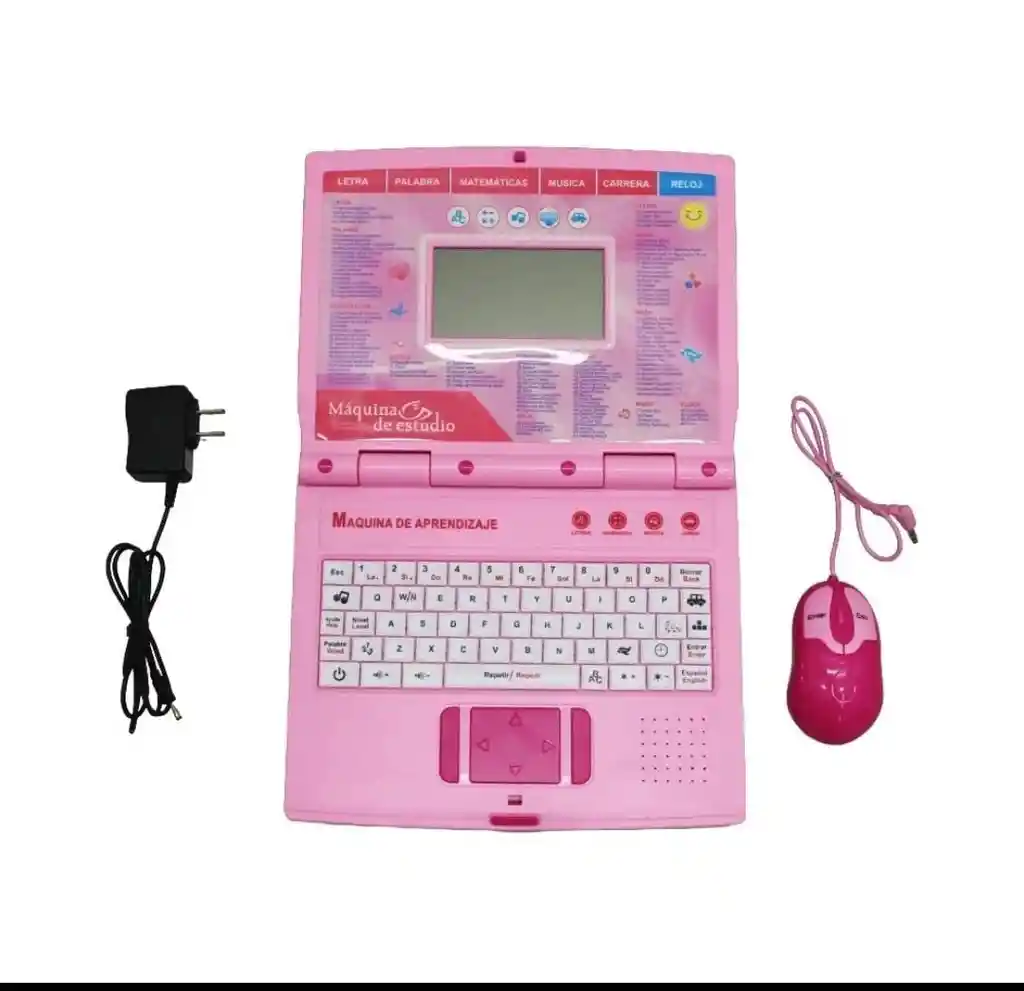 Computador Didáctico Color Rosado 130 Funciones Aprende Inglés