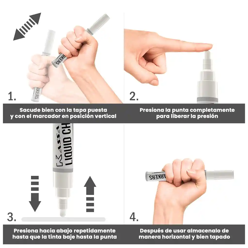 Marcador Tiza Liquida Borrable Punta Fina X4