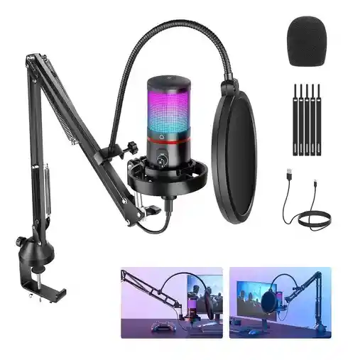 Neewer Cm25 Micrófono Con Soporte Usb Luz Rgb Pc Mac