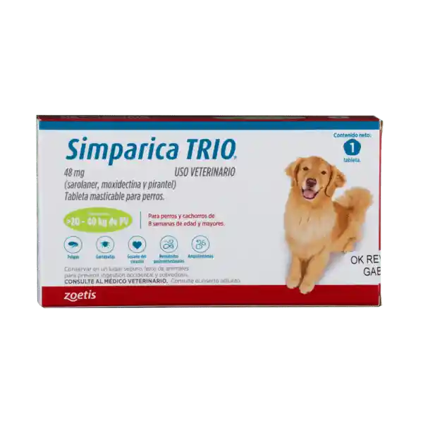 Simparica Trio Tableta Perro - 20 - 40 Kg