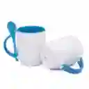 Mug Cuchara 11 Onzas Para Sublimacion Azul Claro