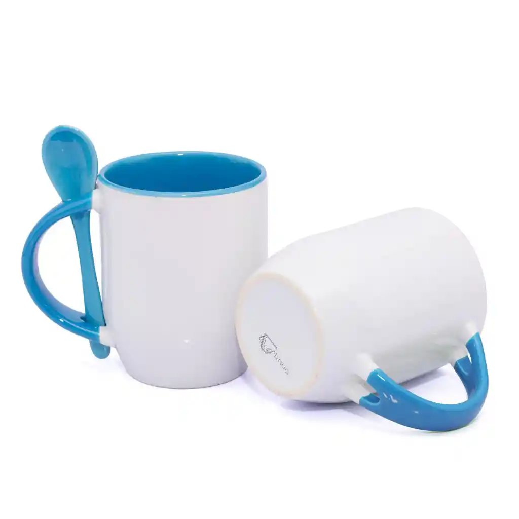 Mug Cuchara 11 Onzas Para Sublimacion Azul Claro