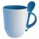 Mug Cuchara 11 Onzas Para Sublimacion Azul Claro