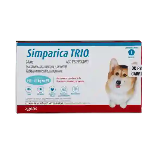 Simparica Trio Tableta Perro - 10 - 20 Kg