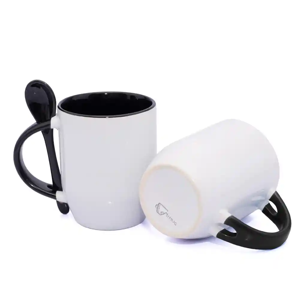 Mug Cuchara 11 Onzas Para Sublimacion Negro