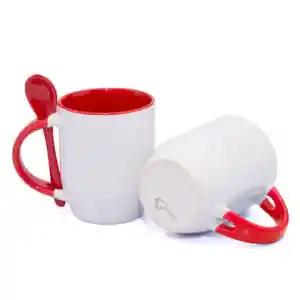 Mug Cuchara 11 Onzas Para Sublimacion Rojo