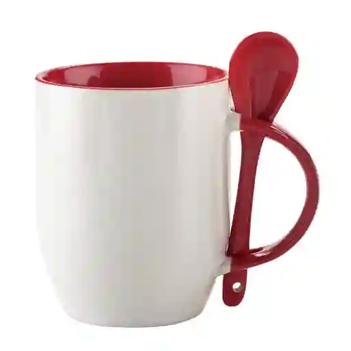 Mug Cuchara 11 Onzas Para Sublimacion Rojo