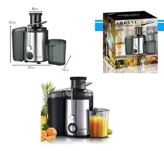 Extractor De Jugo Eléctrico Sokany Jarra Exprimidor Frutas Color Plateado