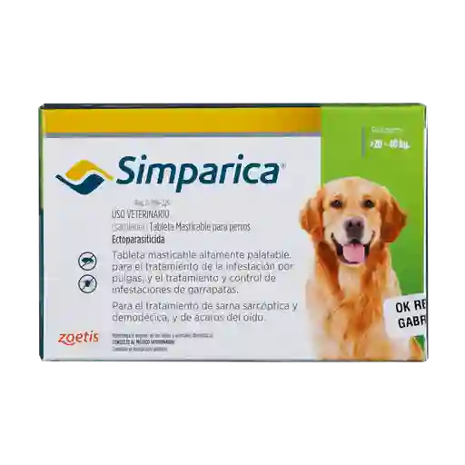 Simparica Tableta Perro - 20 - 40 Kg