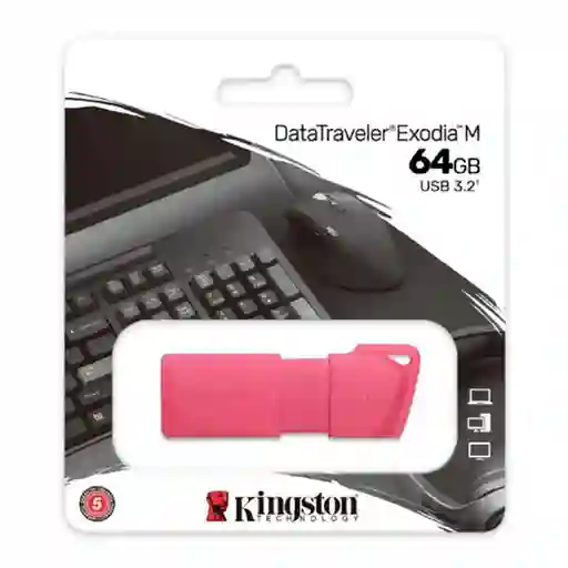 Memoria Usb Kingston Datatraveler 3.2 Dtx M 64gb Neon Rosado