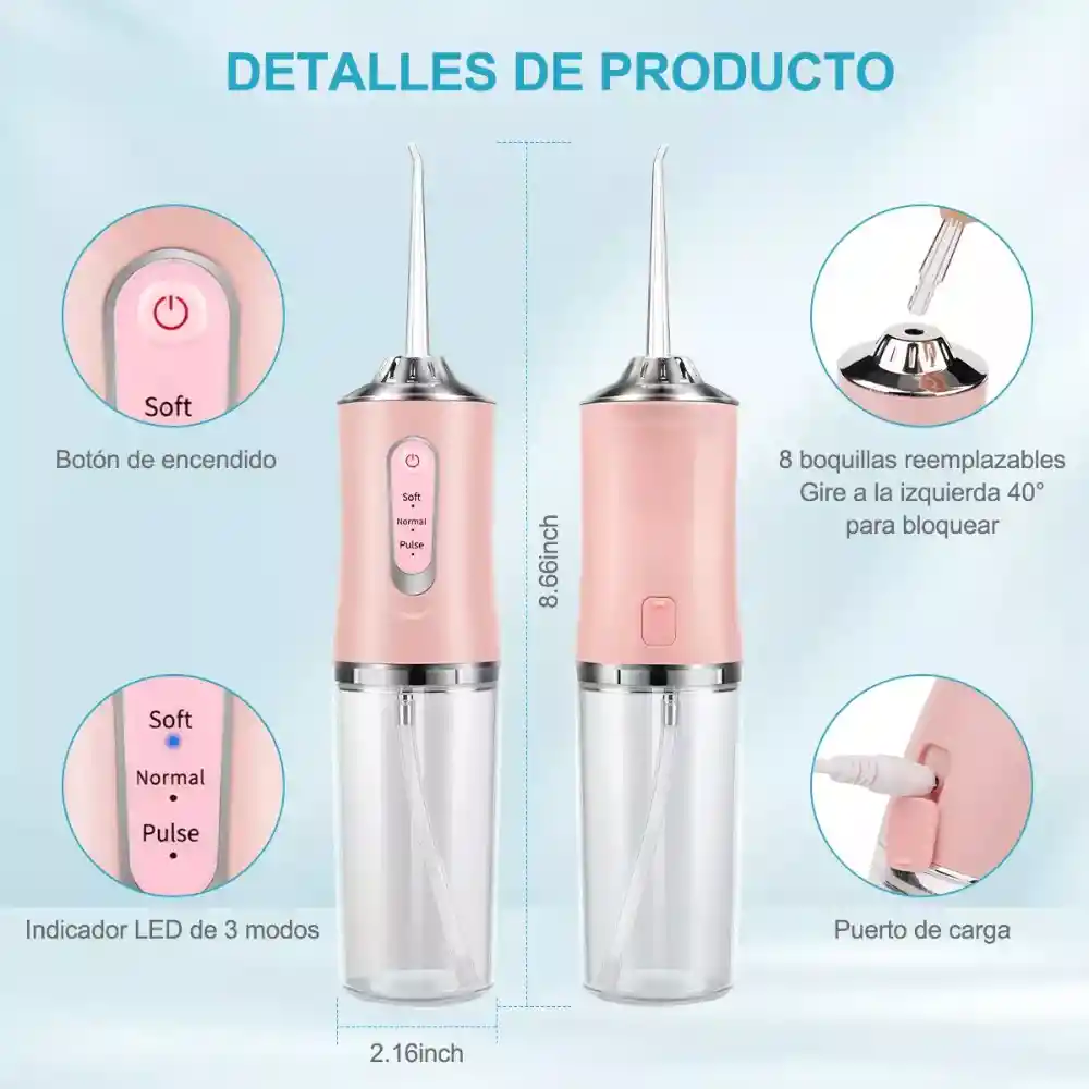 Irrigador Limpiador Bucal De Dientes Recargable 200 Ml