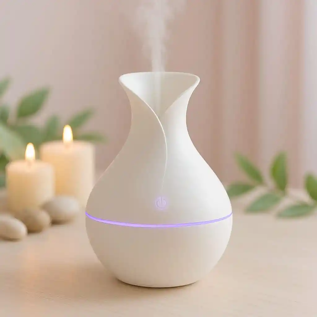 Humidificador Difusor De Aromas Con Luz Led – Diseño Elegante Incluye 1 Esencia (blanco)