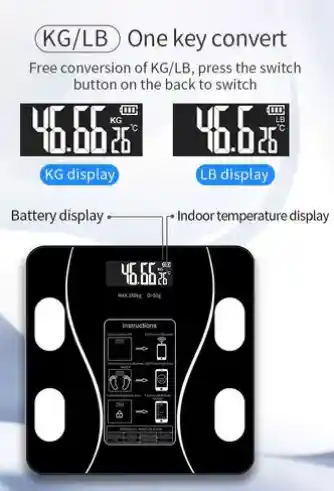 Báscula Corporal Digital De Bioimpedancia, Aplicación Bluetooth, Color Negro