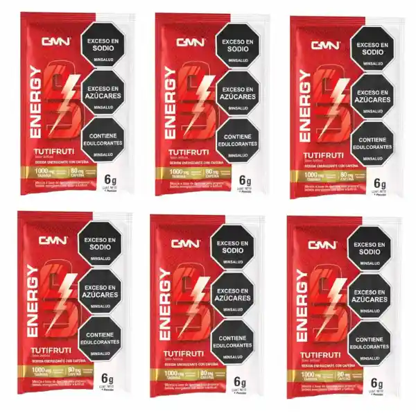 6 Sobres De Energy Up (6g) - Energizante Con Cafeina