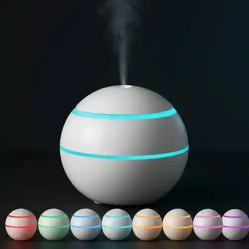Humidificador Difusor De Aromas Led Esférico Usb, Silencioso Y Elegante Incluye 1 Esencia (blanco)
