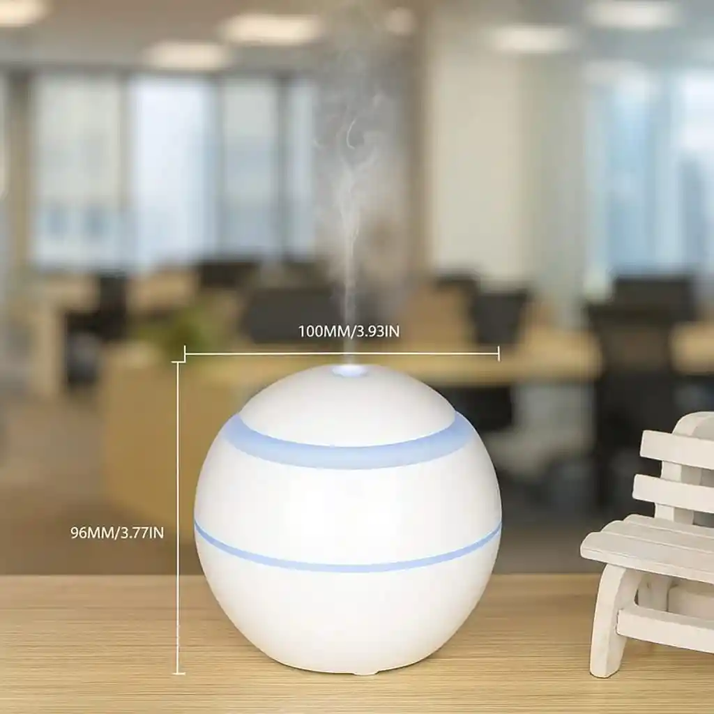 Humidificador Difusor De Aromas Led Esférico Usb, Silencioso Y Elegante Incluye 1 Esencia (blanco)