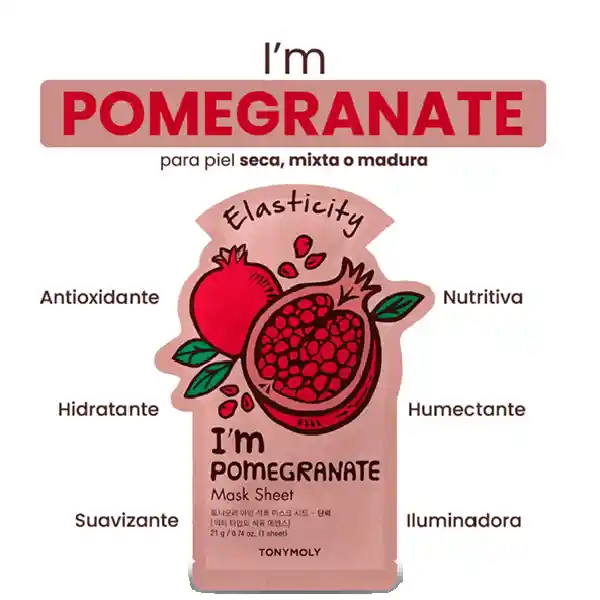 Mascarilla Facial Antioxidante Tony Moly I'm Pomegranate