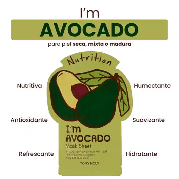 Mascarilla Facial Nutritiva Tony Moly I'm Avocado