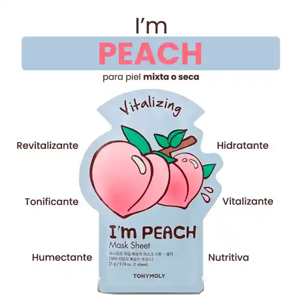 Mascarilla Facial Revitalizante Tony Moly I'm Peach 21 Gr