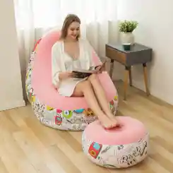 Puf Inflable Con Taburete Para Pies, Sofá Perezoso Inflable, Sofá Inflable Plegable, Para Niños, Adolescentes Y Adultos, Adecuado Para Descansar En Casa O Descansar En La Oficina