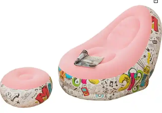 Puf Inflable Con Taburete Para Pies, Sofá Perezoso Inflable, Sofá Inflable Plegable, Para Niños, Adolescentes Y Adultos, Adecuado Para Descansar En Casa O Descansar En La Oficina