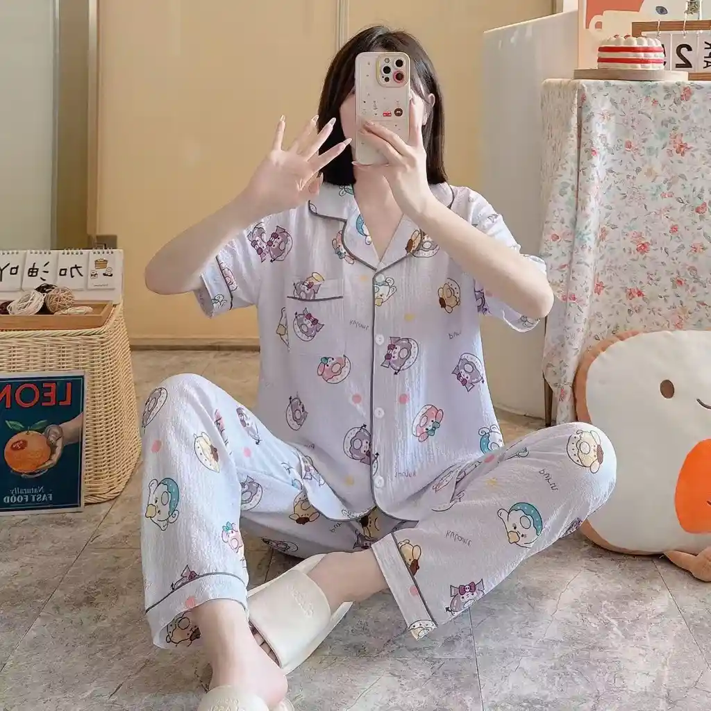 Pijama Dos Piezas Donas Sanrio Talla Única (camisa Botón + Pantalón)
