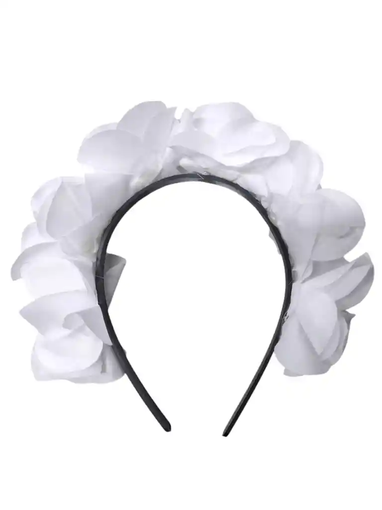 Diadema Corona Flores Blancas Artificiales Fiestas X1