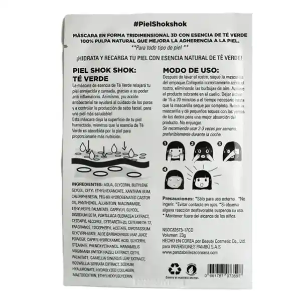 Mascarilla Facial Pambú Esencia Té Verde
