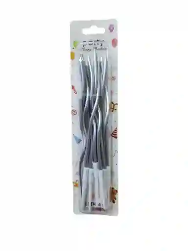 Vela Escarcha Espiral Plateada X12