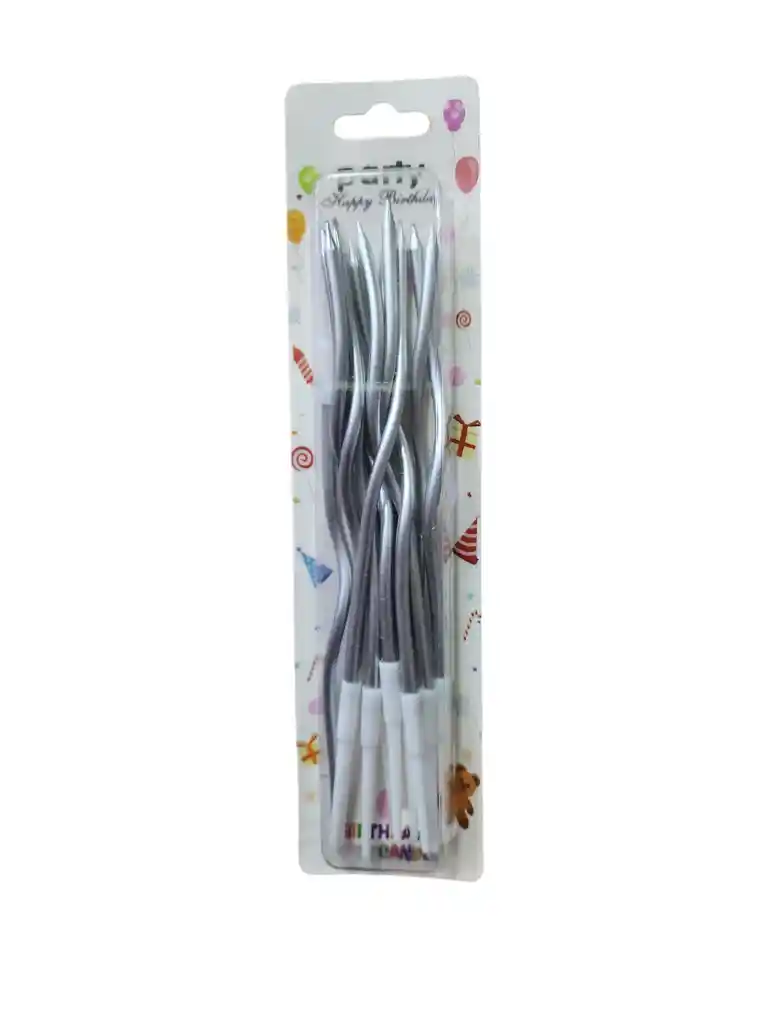 Vela Escarcha Espiral Plateada X12