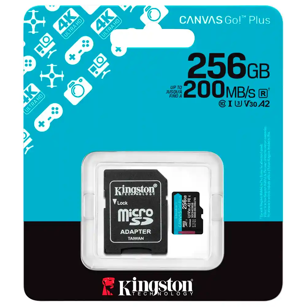 Memoria Micro Sd Kingston 256gb Canvas Go! Plus (v30 A2)