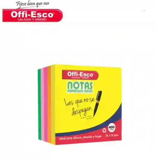 Notas Adhesivas 76x76 Mm Colores Neón Pequeña Pack De 400 Hojas Surtida