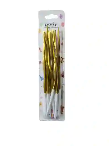 Vela Metalizada Espiral Dorada X6