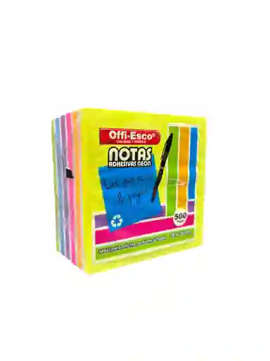 Notas Adhesivas 76x76 Mm Colores Neón Pequeña Pack De 500 Hojas Surtida