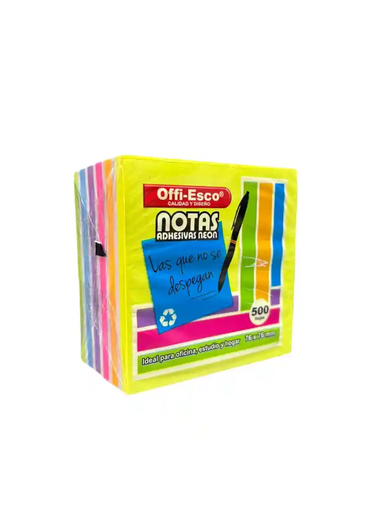 Notas Adhesivas 76x76 Mm Colores Neón Pequeña Pack De 500 Hojas Surtida