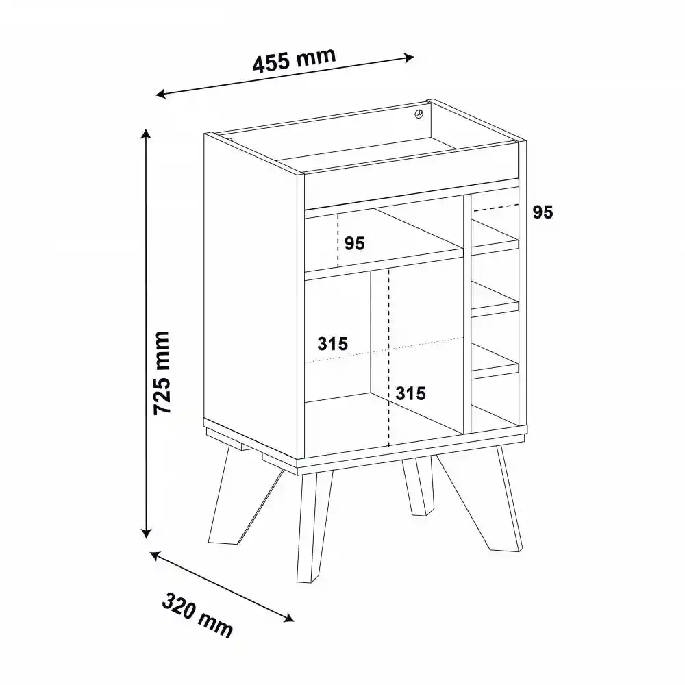 Mesa Auxiliar Bertolini Bar 45x72x32cm Cafe Mdp