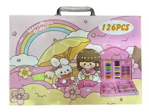 Set De Arte Para Niños De 126 Piezas Anime Rosa