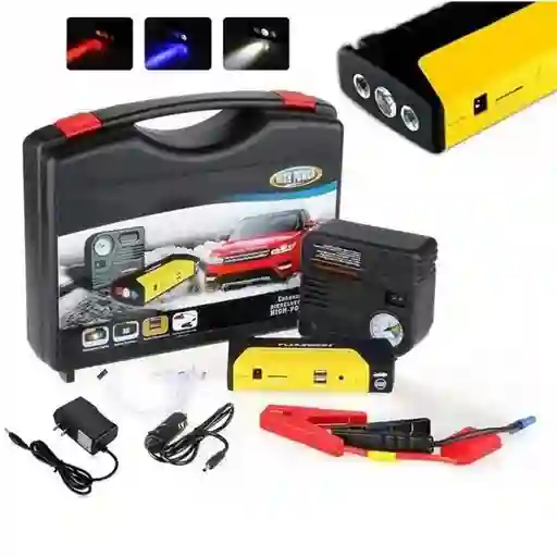 Bateria Repuesto Emergencia Iniciador Auto Moto Con Estuche Y Compresor