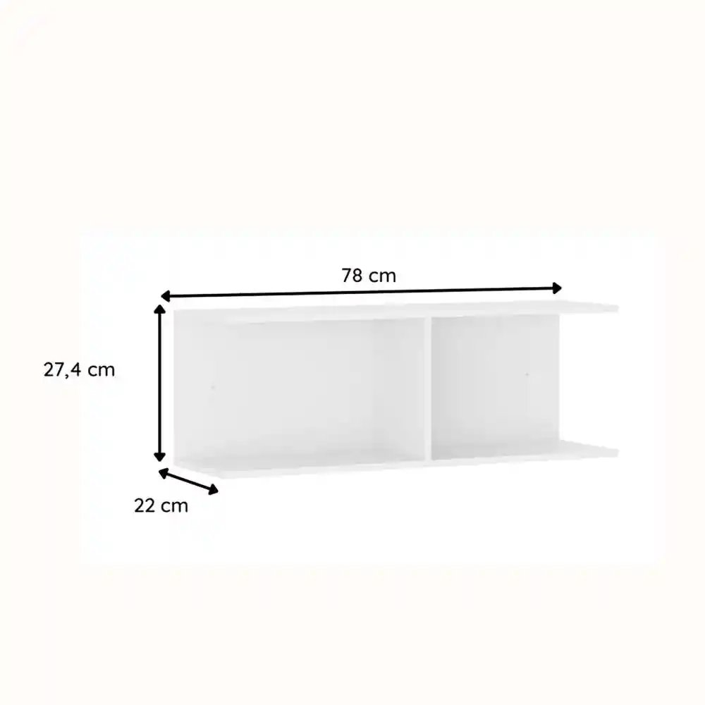 Repisa Bertolini 78x27x22cm Blanco Mdp