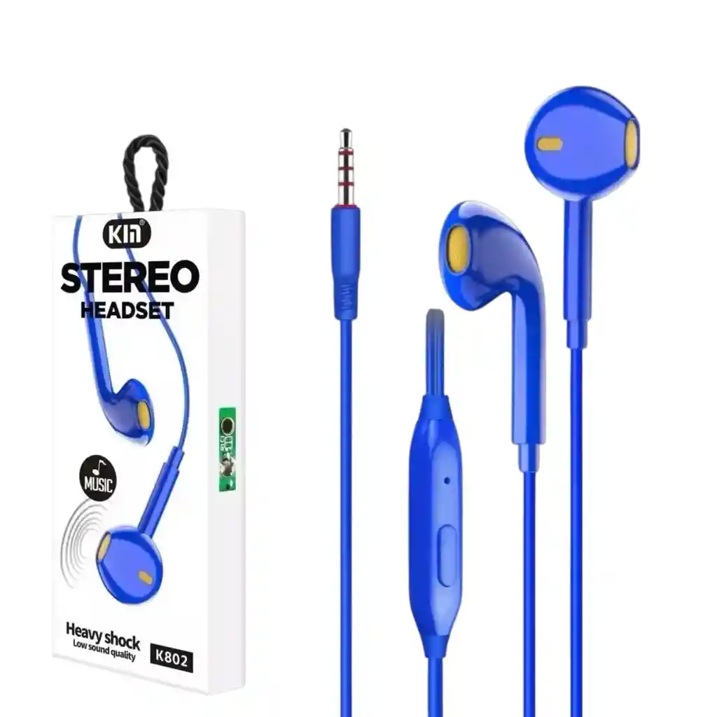 Audífonos De Cable Kim K802 Nuevos Color Azul