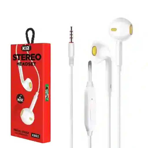 Audífonos De Cable Kim K802 Nuevos Color Blanco