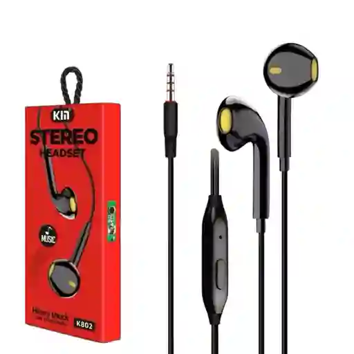 Audífonos De Cable Kim K802 Nuevos Color Negro
