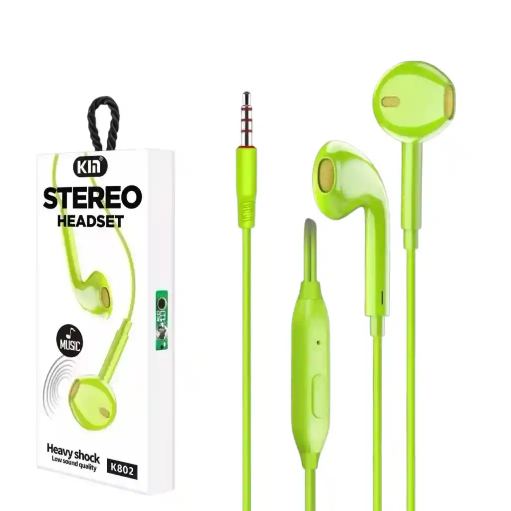 Audífonos De Cable Kim K802 Nuevos Color Verde