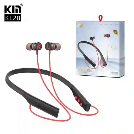 Audífono Bluetooth Cuellera Kl28 Nuevo Color Rojo