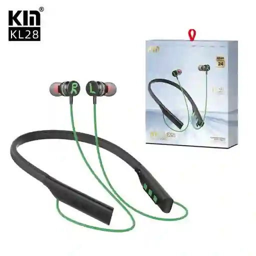 Audífono Bluetooth Cuellera Kl28 Nuevo Color Verde