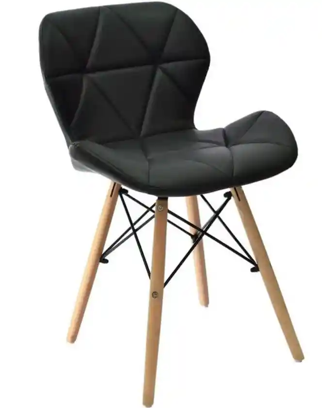 Silla Eames Tapizada Anatomica Patas Madera Premium Estructura