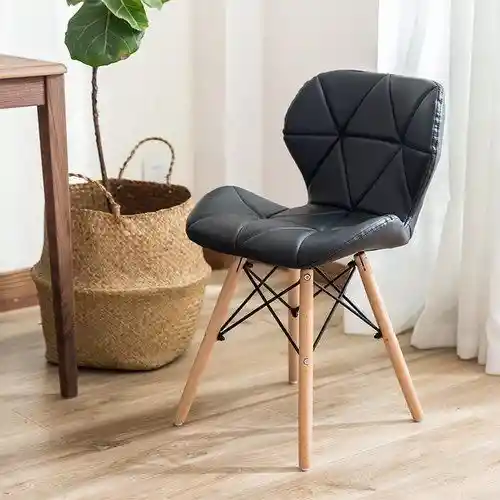 Silla Eames Tapizada Anatomica Patas Madera Premium Estructura