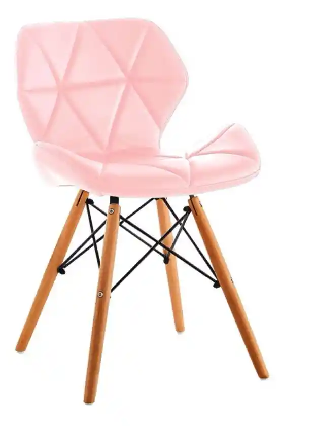 Silla Eames Tapizada Anatomica Patas Madera Premium Estructura